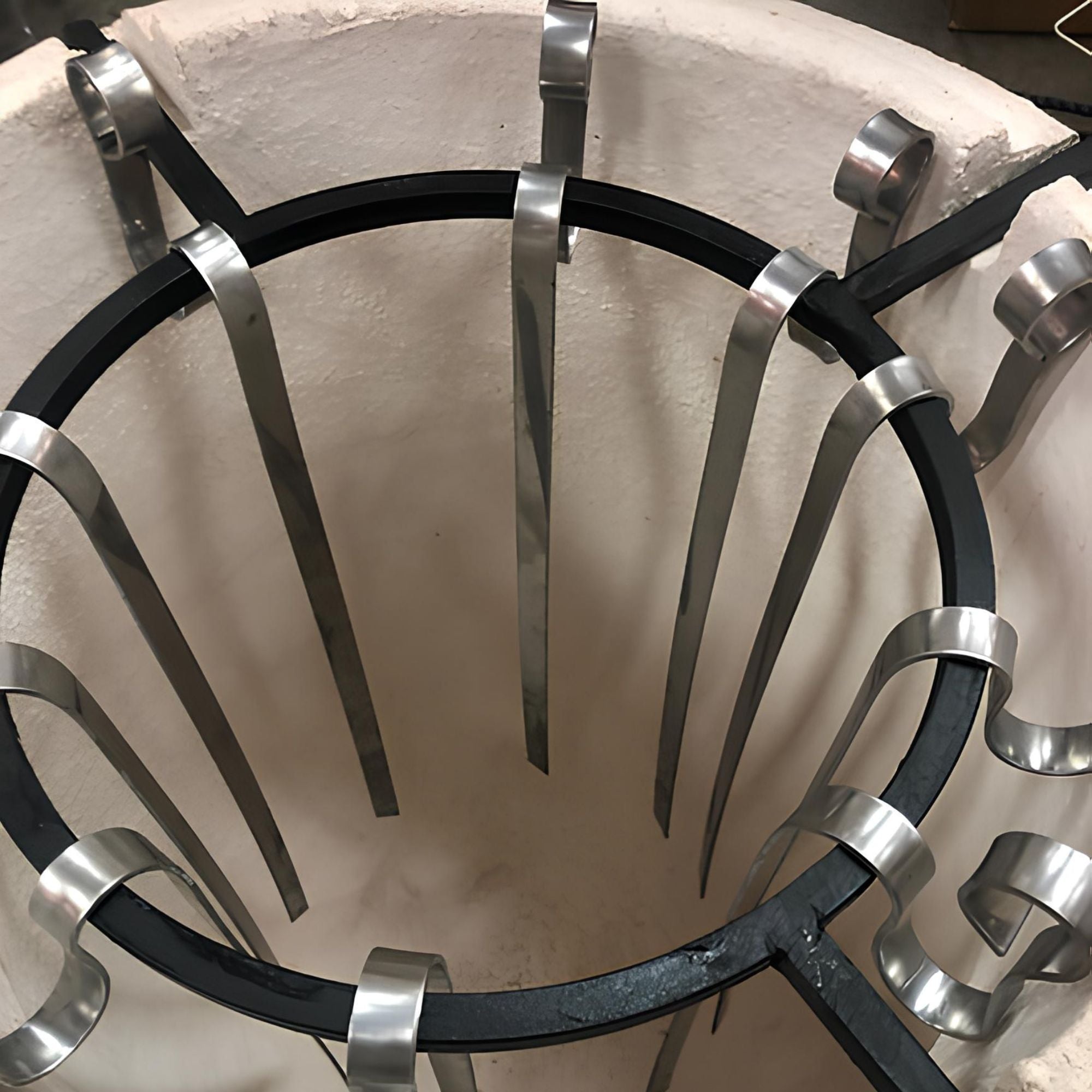Extra large outdoor clay tandoor oven and grill comes with thick insulated walls, metal ring and skewer set
