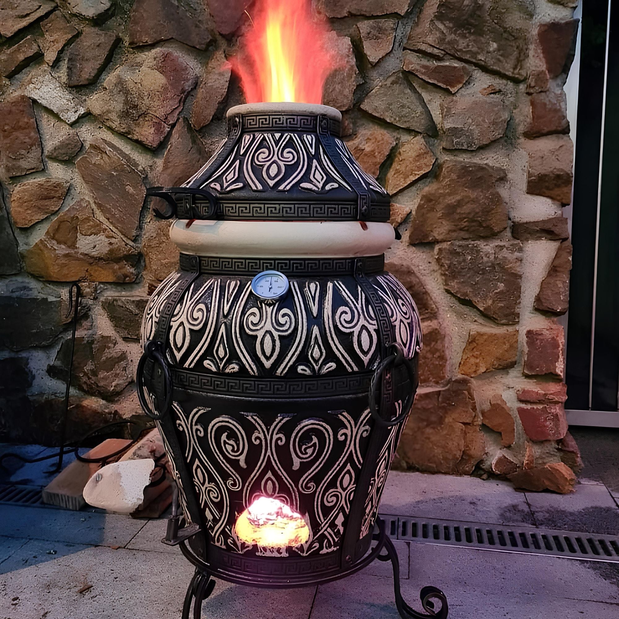 Asia large clay tandoor oven grill 100 litre capacity, traditional outdoor oven for home and garden
