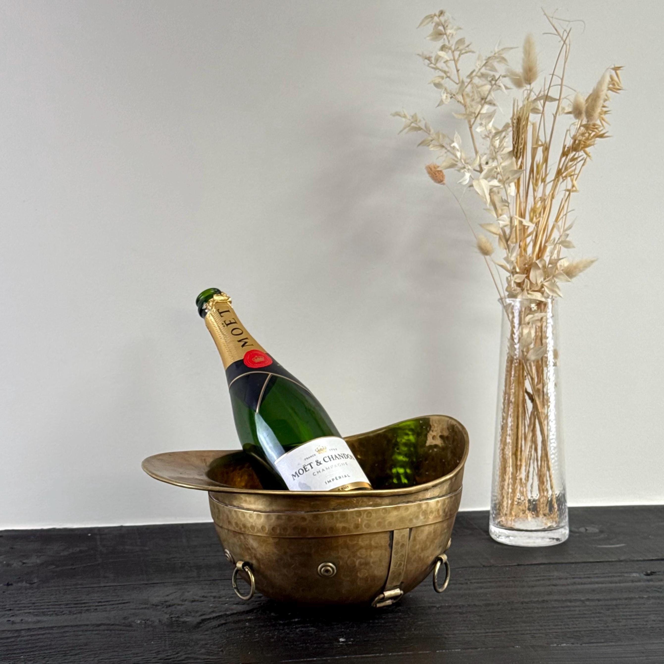 Unique Polo Helmet Solid Antique Brass Champagne Ice Bucket Wine Cooler