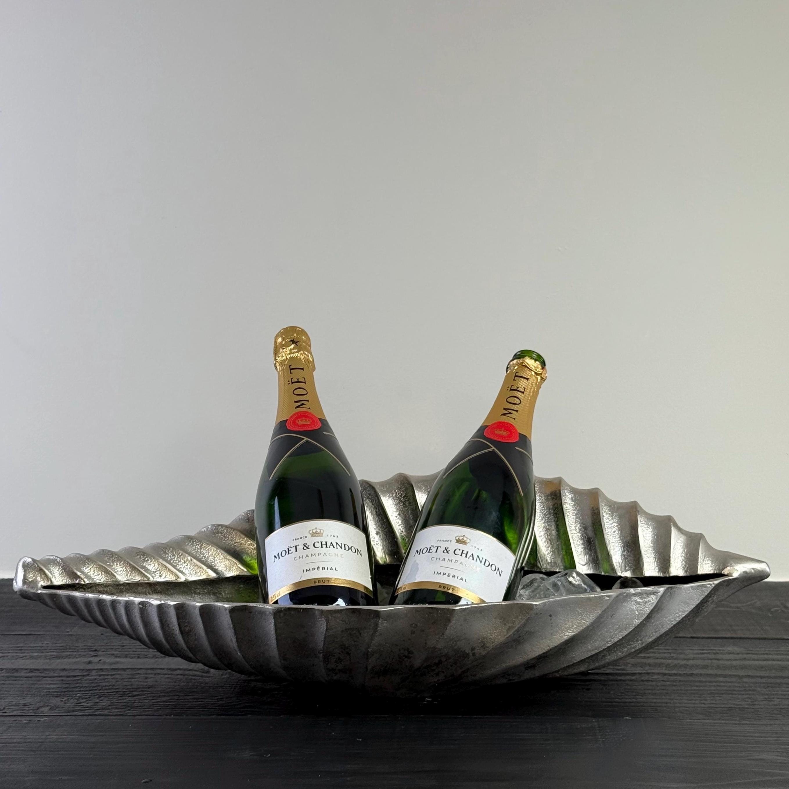 Clamshell Solid Cast Champagne Ice Bucket Wine Cooler
